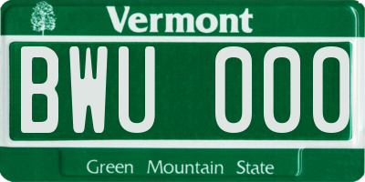 VT license plate BWU000