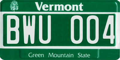 VT license plate BWU004