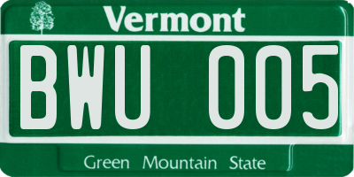VT license plate BWU005