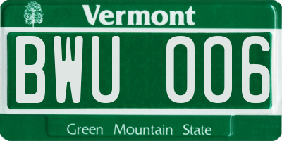 VT license plate BWU006