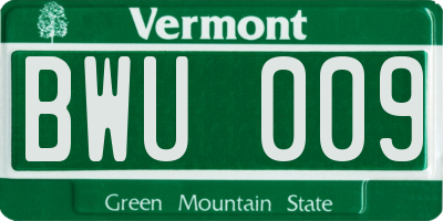 VT license plate BWU009