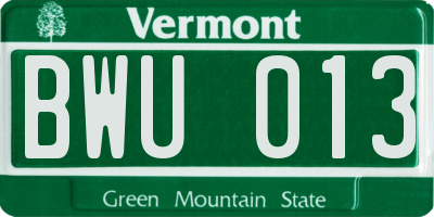 VT license plate BWU013
