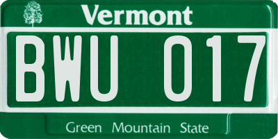 VT license plate BWU017