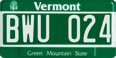 VT license plate BWU024