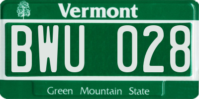 VT license plate BWU028