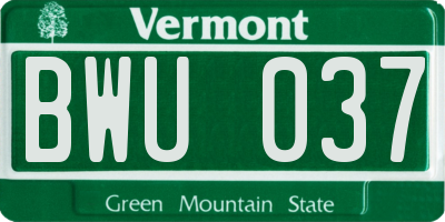 VT license plate BWU037