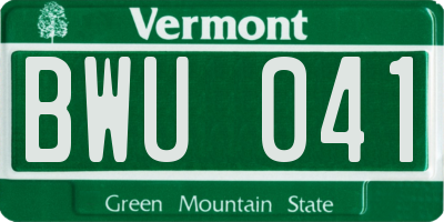 VT license plate BWU041
