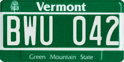 VT license plate BWU042