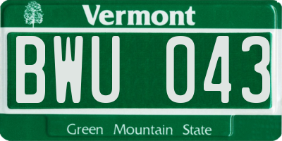 VT license plate BWU043