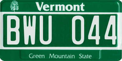 VT license plate BWU044