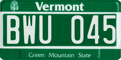 VT license plate BWU045