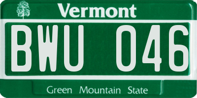 VT license plate BWU046