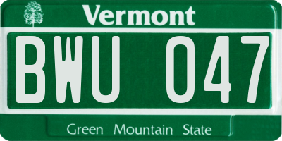 VT license plate BWU047
