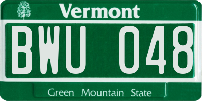 VT license plate BWU048