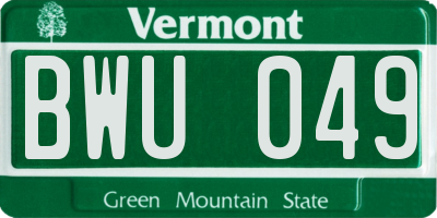 VT license plate BWU049