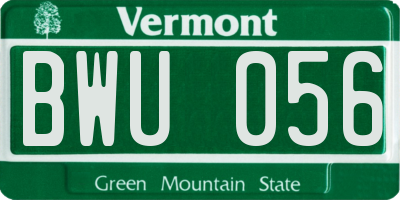 VT license plate BWU056