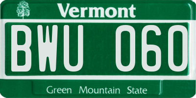 VT license plate BWU060