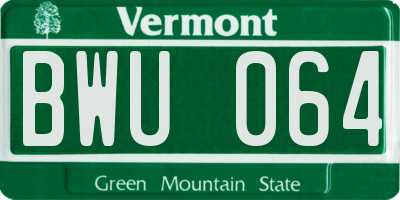 VT license plate BWU064