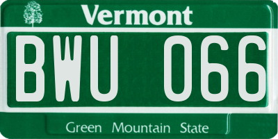 VT license plate BWU066