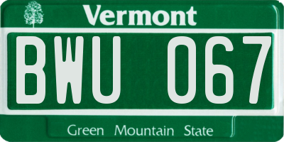 VT license plate BWU067