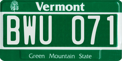 VT license plate BWU071
