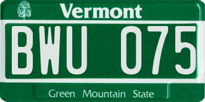 VT license plate BWU075