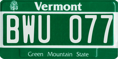 VT license plate BWU077