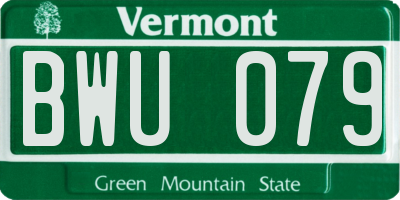 VT license plate BWU079