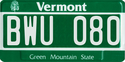 VT license plate BWU080