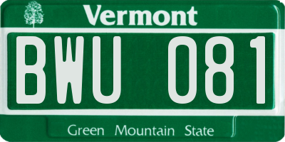 VT license plate BWU081
