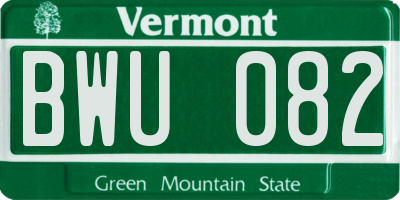 VT license plate BWU082