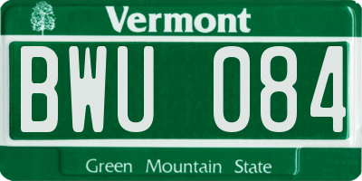 VT license plate BWU084