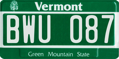 VT license plate BWU087