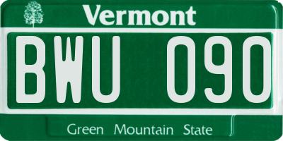 VT license plate BWU090