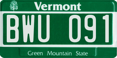 VT license plate BWU091