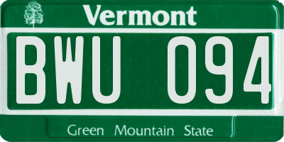 VT license plate BWU094