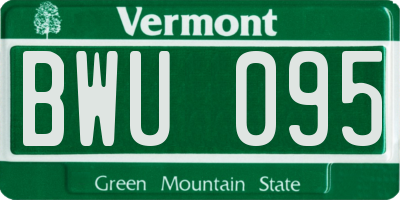 VT license plate BWU095