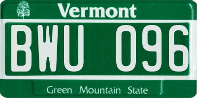VT license plate BWU096