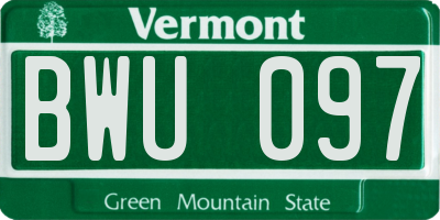 VT license plate BWU097