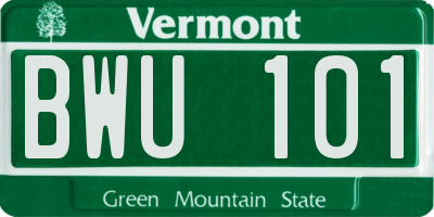 VT license plate BWU101