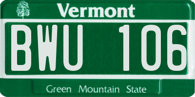 VT license plate BWU106