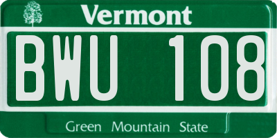 VT license plate BWU108