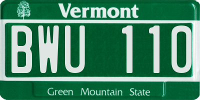 VT license plate BWU110