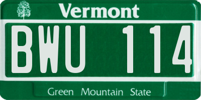 VT license plate BWU114