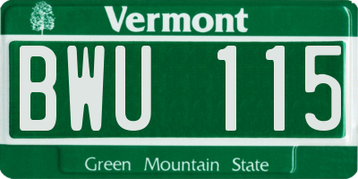 VT license plate BWU115