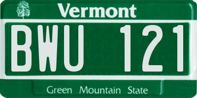 VT license plate BWU121