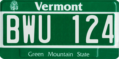VT license plate BWU124