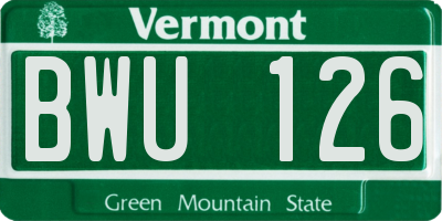 VT license plate BWU126