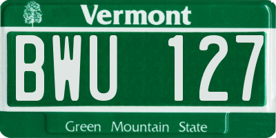 VT license plate BWU127