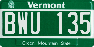 VT license plate BWU135